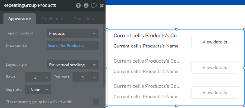 Display data in repeating group in Bubble.io tutorial NocodeAssistant Create apps without coding