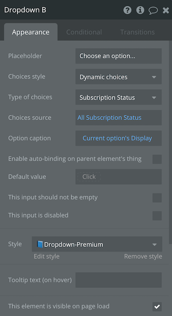 Dropdown with Dynamic Data