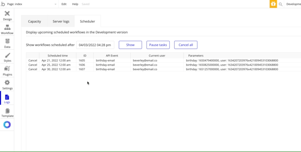 Cancelling a backend workflow in Bubble.io NocodeAssistant