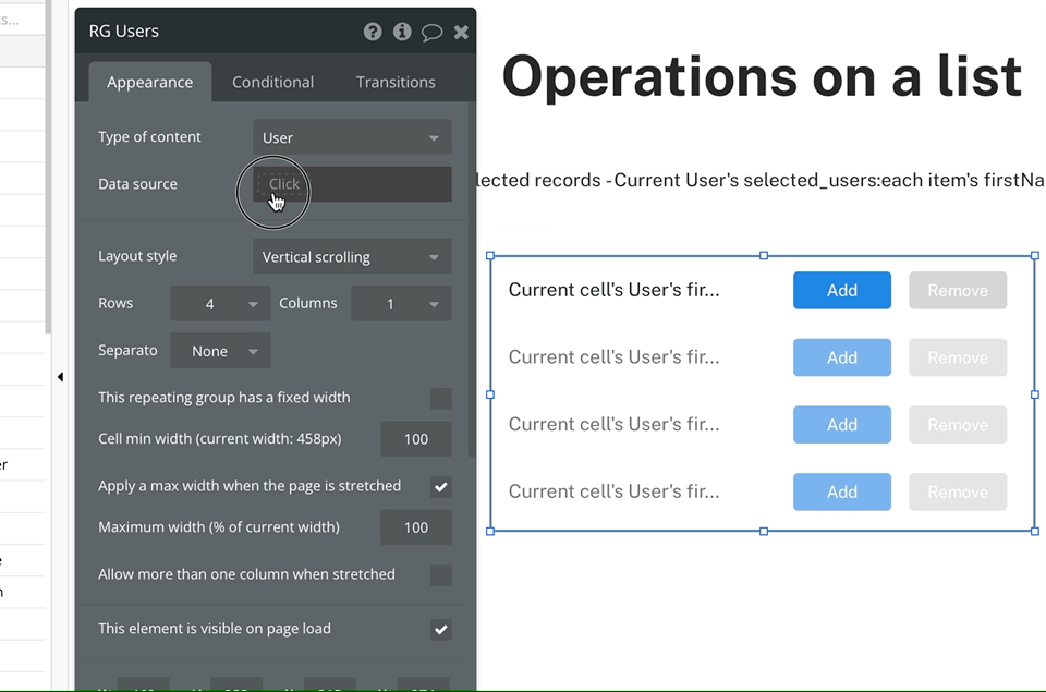 Merge two lists in Bubble.io