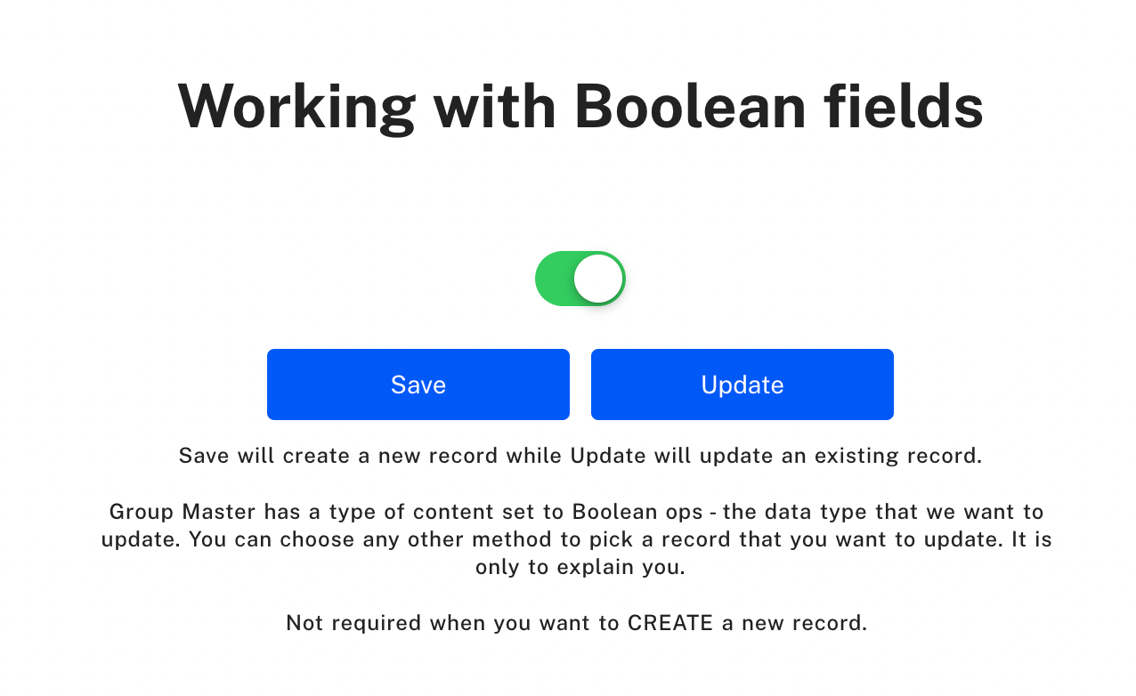 Working with Boolean fields in Bubble