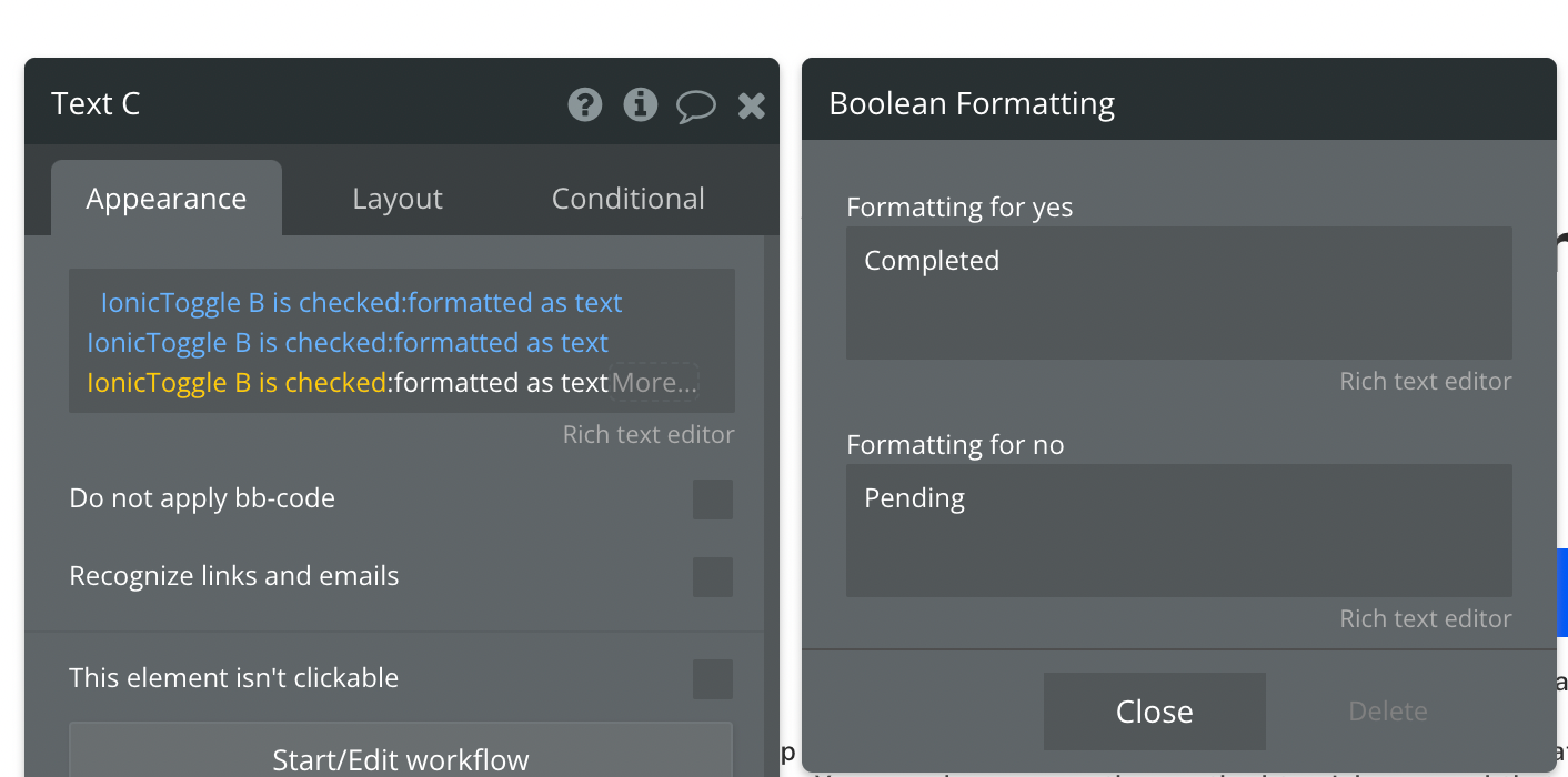 Working with Boolean fields in Bubble