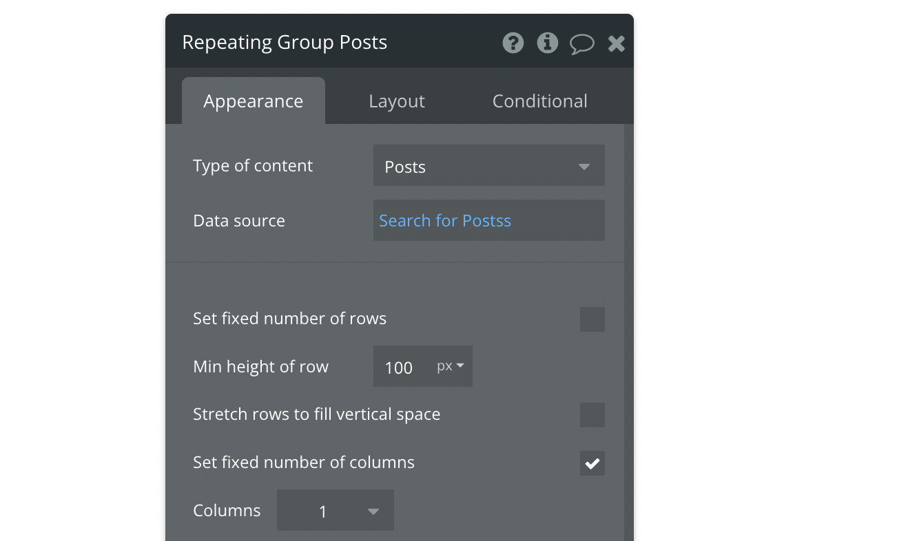 Repeating Group Bubble NocodeAssistant 